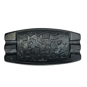 CoCo Joe Kaneohe Hawaii Lava 1964 Ashtray Tribal Petroglyphs Black 6" Tobacciana